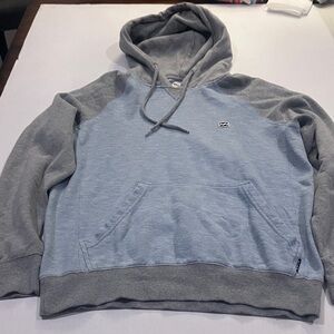 Billabong Men's Heather Gray and Sky Blue Hoodie